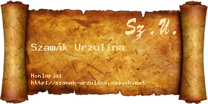 Szamák Urzulina névjegykártya